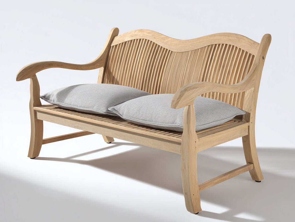 Gartenbank Holz 155x62x88 cm - Naturholz-Grau - klassisch mit Armlehnen