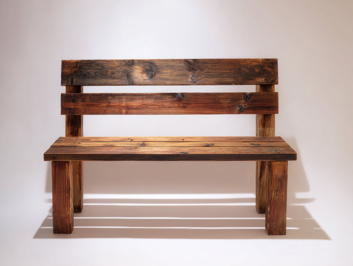 Gartenbank aus Holz 120 x 55 x 85 cm - Dunkelbraun - Rustikale Zweiersitzbank mit Lattenrücken für Garten und Terrasse