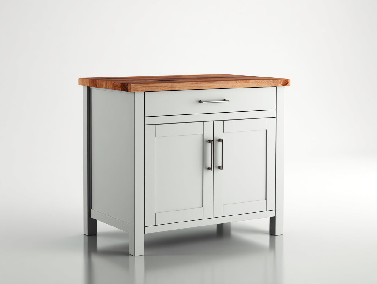 Sideboards Holzwerkstoff 105x45x88 cm - Hellgrau-Eiche - mit zwei Türen und einer Schublade