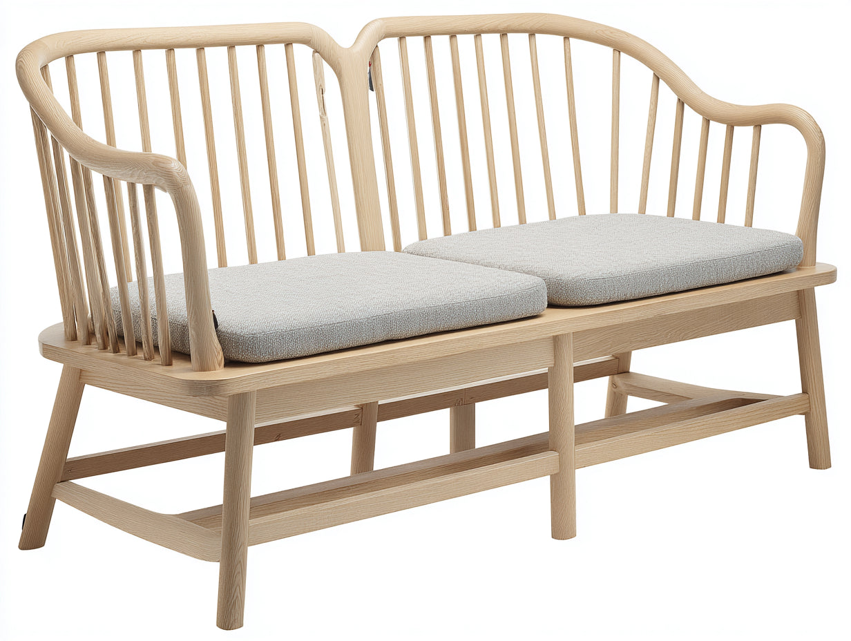 Gartenbank aus Massivholz 150 x 65 x 88 cm - Natur und Beige - geschwungenes Design