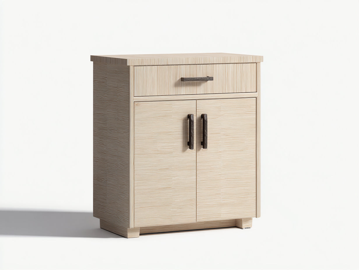 Sideboards Holzwerkstoff 95x40x86 cm - Naturholz - gerillt mit zwei Türen und einer Schublade