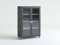 Vitrinen - Metall und Glas 100 x 40 x 170 cm - Dunkelgrau - Für Küche und Esszimmer - Industriedesign mit 2 Glastüren und 3 Einlegeböden