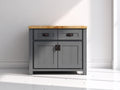 Sideboards aus Holzwerkstoff und Holz 100x40x90 cm - Grau-Natur - Landhausstil mit zwei Türen und zwei Schubladen