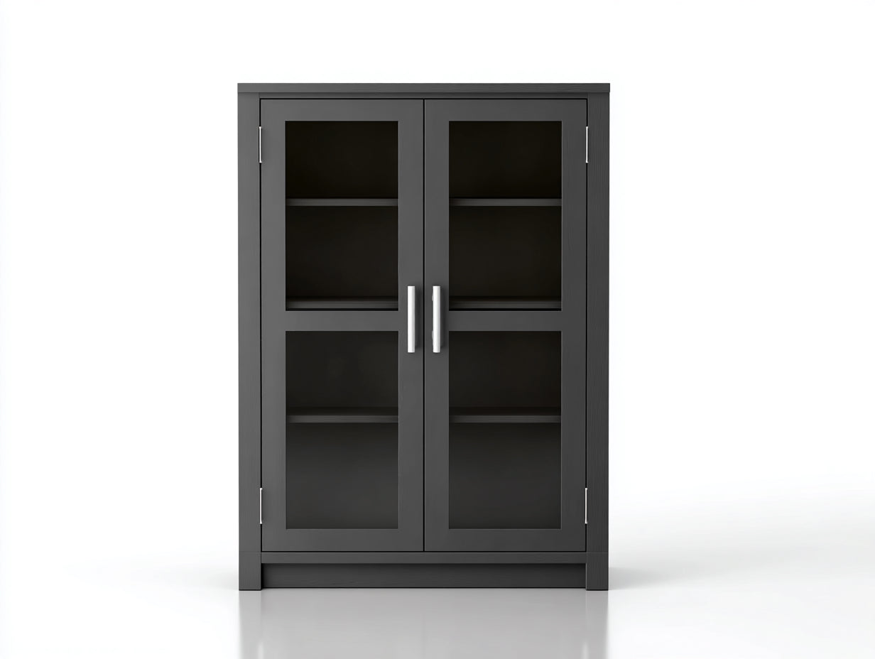 Vitrinen aus Holzwerkstoff und Glas 80 x 35 x 120 cm - Anthrazit - 2 Türen im modernen Stil