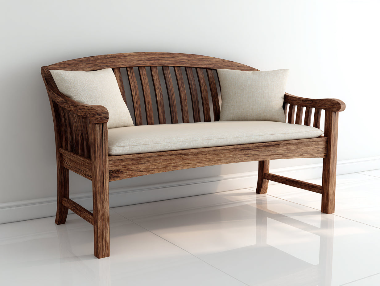 Gartenbank Holzrahmen 150x65x90 cm - Braun-Creme - klassische Sitzbank für Garten und Terrasse