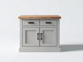 Sideboards aus Holzwerkstoff und Holz 90x40x88 cm - Hellgrau-Natur - Landhausstil mit zwei Türen und zwei Schubladen