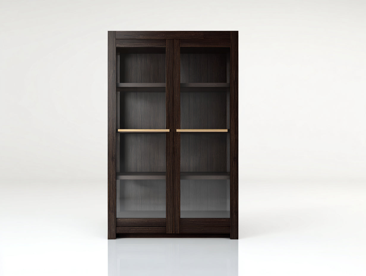 Vitrinen aus Holzwerkstoff und Glas 80x40x170 cm - Dunkelbraun - Modernes Design mit Glastüren