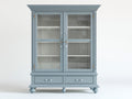 Vitrinen Holzwerkstoff Glas 130x42x190 cm - Blaugrau - klassisch mit zwei Glastüren