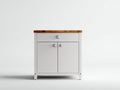Sideboards aus Holzwerkstoff 80x40x85 cm - Weiß-Naturholz - Modernes Design mit Türen und Schublade