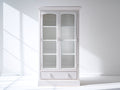 Vitrinen aus Holz und Glas 90x40x190 cm - Weiß - klassisches Design mit zwei Glastüren und einer Schublade