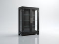 Vitrinen Holzoptik mit 2 Glastüren 105x42x160 cm - Schwarz-Silber - moderner Ausstellungsschrank für Wohnzimmer