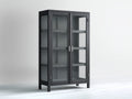 Vitrinen Schrank aus Holzwerkstoff und Glas 90x40x160 cm - schwarz - mit 2 Türen
