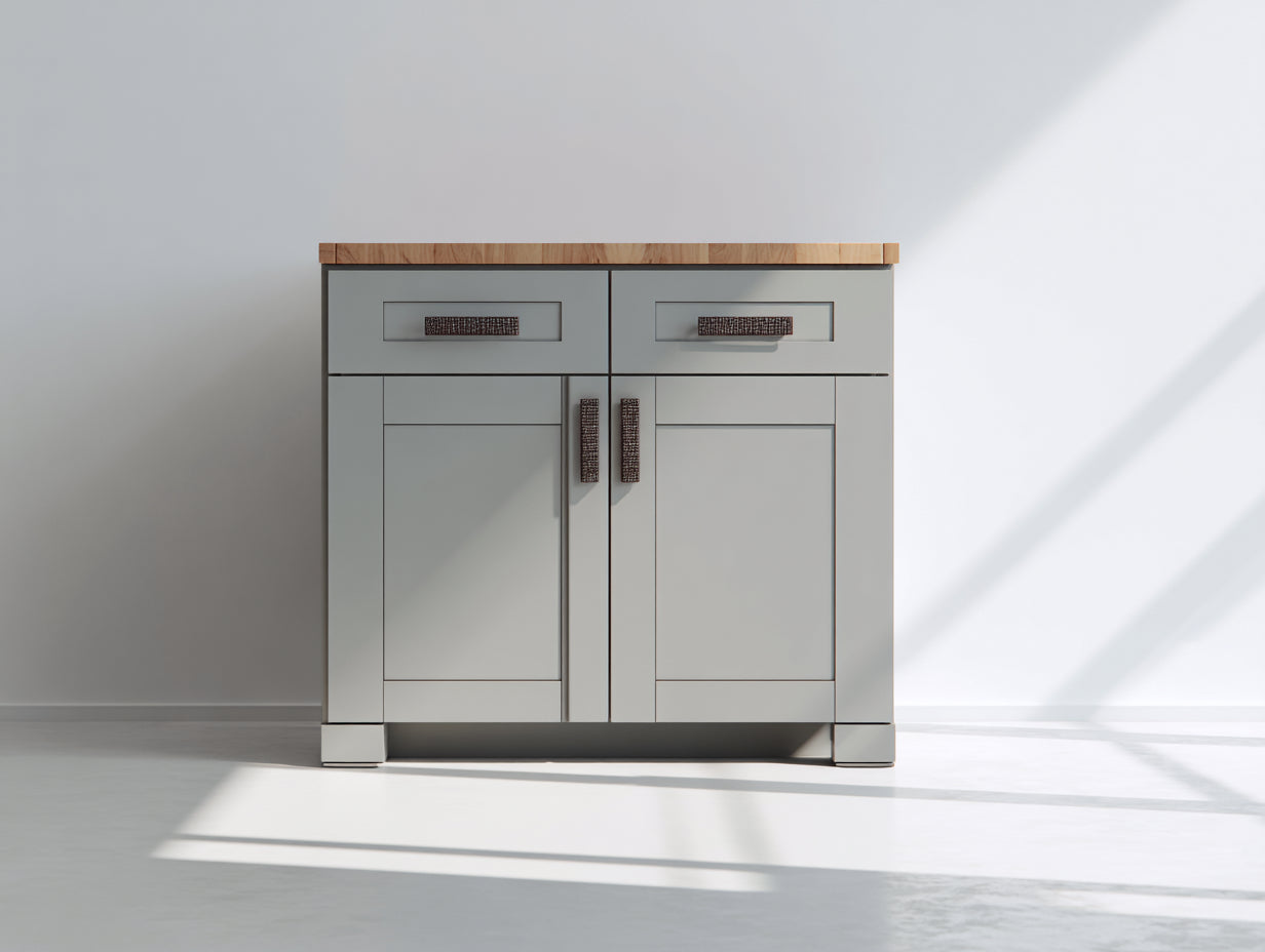 Sideboards Holzoptik mit 2 Türen und 2 Schubladen 120x40x95 cm - Grau-Natur - Stauraum für Esszimmer