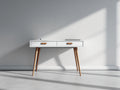 Schreibtisch Holzoptik mit 2 Schubladen 120x55x78 cm - Weiß-Natur - kompakter Arbeitsplatz für Büro