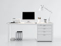 Schreibtisch - Holzwerkstoff 150 x 60 x 75 cm - Weiß - Für Büro und Arbeitszimmer - Modernes Design mit 4 Schubladen