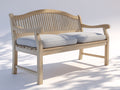 Gartenbank aus Holz 150 x 65 x 95 cm - Natur und Hellgrau - Zweiersitzbank mit geschwungener Rückenlehne für Garten und Terrasse