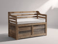 Gartenbank - Massivholz 135 x 65 x 95 cm - Naturbraun und Weiß - Für Garten und Terrasse - Rustikales Design mit Stauraum und Lattenrahmen