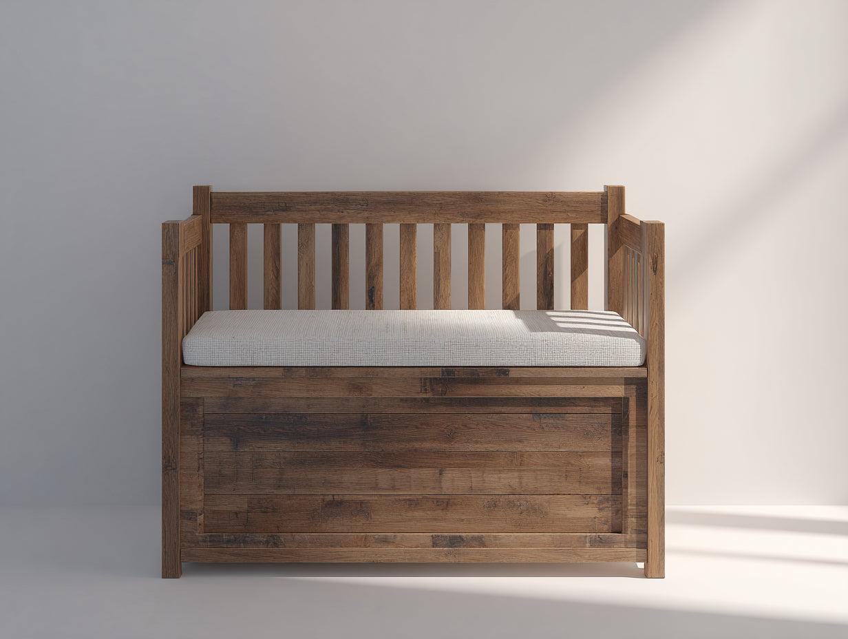 Gartenbank aus Holz 120x55x90 cm - braun - mit Stauraum